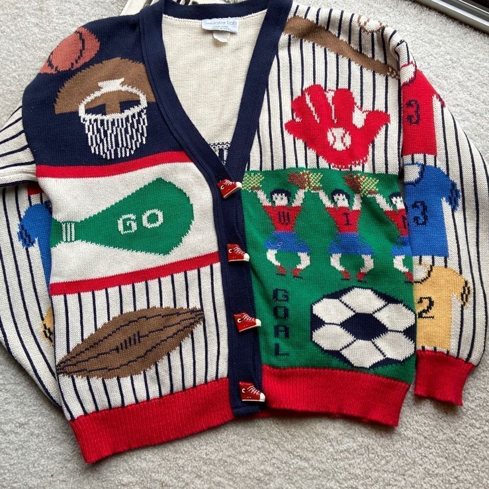 Vintage Ugly Sweater Game Day, Fall, Funky Tailgate, Teacher Knit All Over Print - Picture 6 of 11